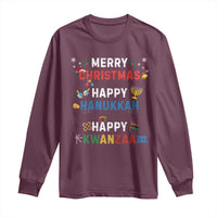 Funny Merry Christmas Happy Hanukkah Happy Kwanzaa Holiday Long Sleeve Shirt