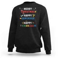Funny Merry Christmas Happy Hanukkah Happy Kwanzaa Holiday Sweatshirt - Wonder Print Shop