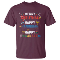 Funny Merry Christmas Happy Hanukkah Happy Kwanzaa Holiday T Shirt - Wonder Print Shop