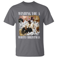 Funny Dirty Santa Diddy Christmas T Shirt Wishing You A White Christmas Santa Hat - Wonder Print Shop