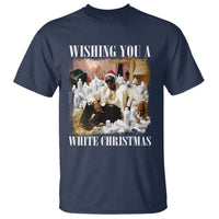 Funny Dirty Santa Diddy Christmas T Shirt Wishing You A White Christmas Santa Hat - Wonder Print Shop