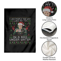 Funny Christmas Crime Drama Garden Flag I Like People The Way I Like My Tea In A Bag Under Water - Wonder Print Shop