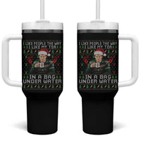 Funny Christmas Crime Drama Tumbler With Handle I Like People The Way I Like My Tea In A Bag Under Water - Wonder Print Shop