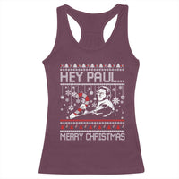 Funny Christmas Psycho Racerback Tank Top Hey Paul Merry Christmas Serrial Killer Movie - Wonder Print Shop