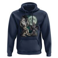 Funny Three Alpha Wolf Howling Moon Hoodie Weird Cringe Werewolf Meme - Wonder Print Shop