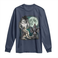 Funny Three Alpha Wolf Howling Moon Long Sleeve Shirt Weird Cringe Werewolf Meme - Wonder Print Shop