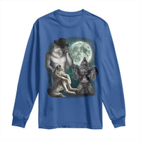 Funny Three Alpha Wolf Howling Moon Long Sleeve Shirt Weird Cringe Werewolf Meme - Wonder Print Shop
