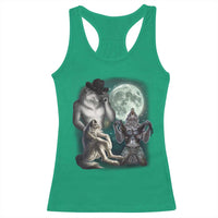 Funny Three Alpha Wolf Howling Moon Racerback Tank Top Weird Cringe Werewolf Meme - Wonder Print Shop