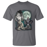 Funny Three Alpha Wolf Howling Moon T Shirt Weird Cringe Werewolf Meme - Wonder Print Shop