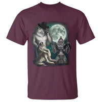 Funny Three Alpha Wolf Howling Moon T Shirt Weird Cringe Werewolf Meme - Wonder Print Shop