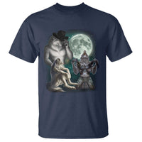 Funny Three Alpha Wolf Howling Moon T Shirt Weird Cringe Werewolf Meme - Wonder Print Shop
