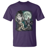 Funny Three Alpha Wolf Howling Moon T Shirt Weird Cringe Werewolf Meme - Wonder Print Shop