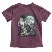 Funny Three Alpha Wolf Howling Moon Toddler T Shirt Weird Cringe Werewolf Meme - Wonder Print Shop