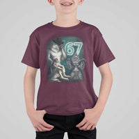 Funny 67 Alpha Wolf T Shirt For Kid Cringe Werewolf Howling Six Seven Meme - Wonder Print Shop