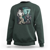 Funny 67 Alpha Wolf Sweatshirt Cringe Werewolf Howling Six Seven Meme - Wonder Print Shop