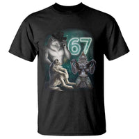 Funny 67 Alpha Wolf T Shirt Cringe Werewolf Howling Six Seven Meme - Wonder Print Shop