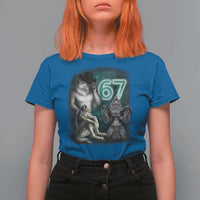 Funny 67 Alpha Wolf T Shirt For Women Cringe Werewolf Howling Six Seven Meme - Wonder Print Shop