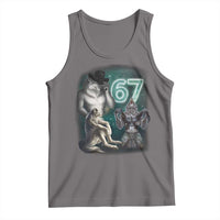 Funny 67 Alpha Wolf Tank Top Cringe Werewolf Howling Six Seven Meme - Wonder Print Shop
