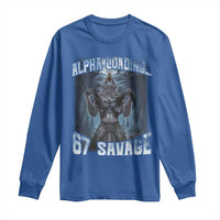 Funny 67 Alpha Wolf Long Sleeve Shirt Alpha Loading 67 Savage Six Seven Gen Z Meme - Wonder Print Shop