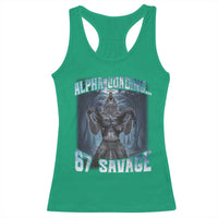 Funny 67 Alpha Wolf Racerback Tank Top Alpha Loading 67 Savage Six Seven Gen Z Meme - Wonder Print Shop