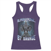 Funny 67 Alpha Wolf Racerback Tank Top Alpha Loading 67 Savage Six Seven Gen Z Meme - Wonder Print Shop