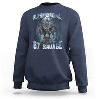 Funny 67 Alpha Wolf Sweatshirt Alpha Loading 67 Savage Six Seven Gen Z Meme - Wonder Print Shop