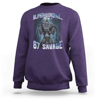 Funny 67 Alpha Wolf Sweatshirt Alpha Loading 67 Savage Six Seven Gen Z Meme - Wonder Print Shop