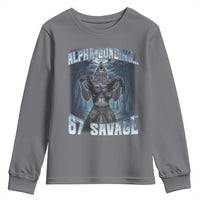 Funny 67 Alpha Wolf Youth Sweatshirt Alpha Loading 67 Savage Six Seven Gen Z Meme - Wonder Print Shop
