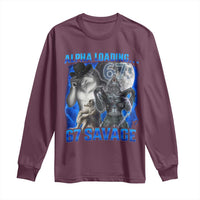 Funny Six Seven Alpha Wolf Long Sleeve Shirt Alpha Loading 67 Savage Wolves Moon Meme