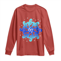 Funny 67 Christmas Snowflake Long Sleeve Shirt Six Seven Meme Xmas - Wonder Print Shop