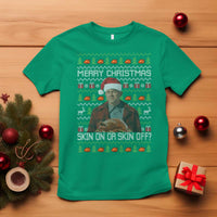 Ed Gein Christmas T Shirt Funny Merry Christmas Skin On Or Skin Off Turkey - Wonder Print Shop
