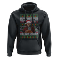 Ed Gein Christmas Hoodie Funny Merry Christmas Skin On Or Skin Off Turkey - Wonder Print Shop