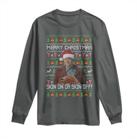 Ed Gein Christmas Long Sleeve Shirt Funny Merry Christmas Skin On Or Skin Off Turkey - Wonder Print Shop