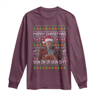 Ed Gein Christmas Long Sleeve Shirt Funny Merry Christmas Skin On Or Skin Off Turkey - Wonder Print Shop