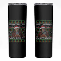 Ed Gein Christmas Skinny Tumbler Funny Merry Christmas Skin On Or Skin Off Turkey - Wonder Print Shop
