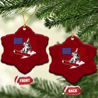 Funny Snowboarding Lover American Flag Winter Sport Ceramic Ornament - Wonder Print Shop