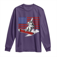 Funny Snowboarding Lover American Flag Winter Sport Long Sleeve Shirt - Wonder Print Shop