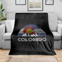 Colorado Flag Mountain 70s Retro Patriotic Colorado State Day Throw Blanket - Wonder Print Shop