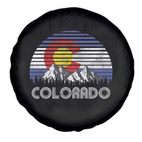 Colorado Flag Mountain 70s Retro Patriotic Colorado State Day Spare Tire Cover - Wonder Print Shop