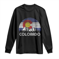 Colorado Flag Mountain 70s Retro Patriotic Colorado State Day Long Sleeve Shirt - Wonder Print Shop