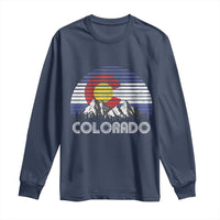Colorado Flag Mountain 70s Retro Patriotic Colorado State Day Long Sleeve Shirt - Wonder Print Shop