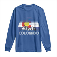 Colorado Flag Mountain 70s Retro Patriotic Colorado State Day Long Sleeve Shirt - Wonder Print Shop