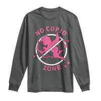 Funny Anti Valentine's Day Long Sleeve Shirt No Cupid Zone