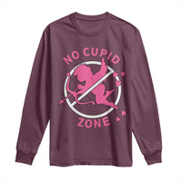 Funny Anti Valentine's Day Long Sleeve Shirt No Cupid Zone