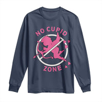 Funny Anti Valentine's Day Long Sleeve Shirt No Cupid Zone