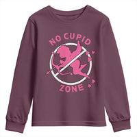 Funny Anti Valentine's Day Youth Sweatshirt No Cupid Zone