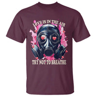 Funny Anti Valentines Day T Shirt Love Is In The Air Try Not To Breathe Gas Mask