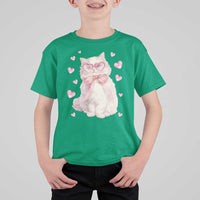 Funny Valentine's Day Cute Heart Cat T Shirt For Kid