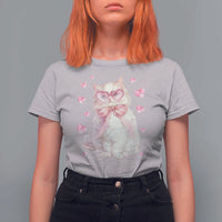 Funny Valentine's Day Cute Heart Cat T Shirt For Women