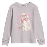 Funny Valentine's Day Cute Heart Cat Youth Sweatshirt